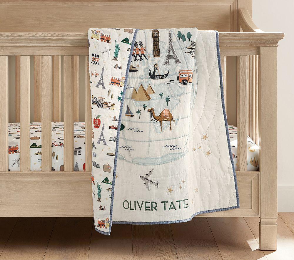 Rifle Paper Co. Globe Trotter Baby Comforter | Pottery Barn Kids